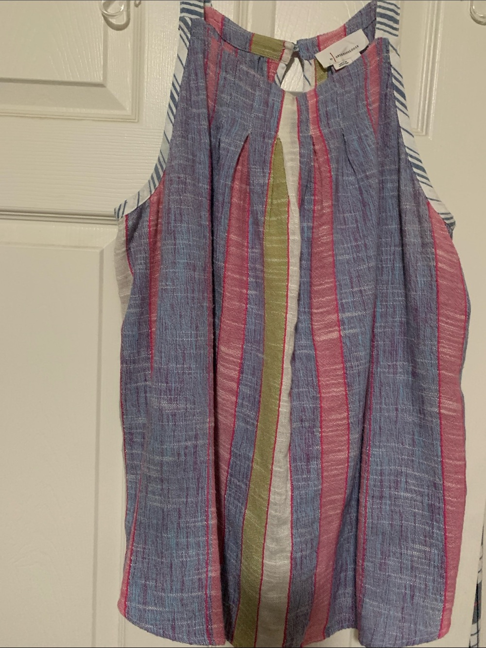 Madewell Multicolor Striped Halter Camisole in Blue, Pink & Green